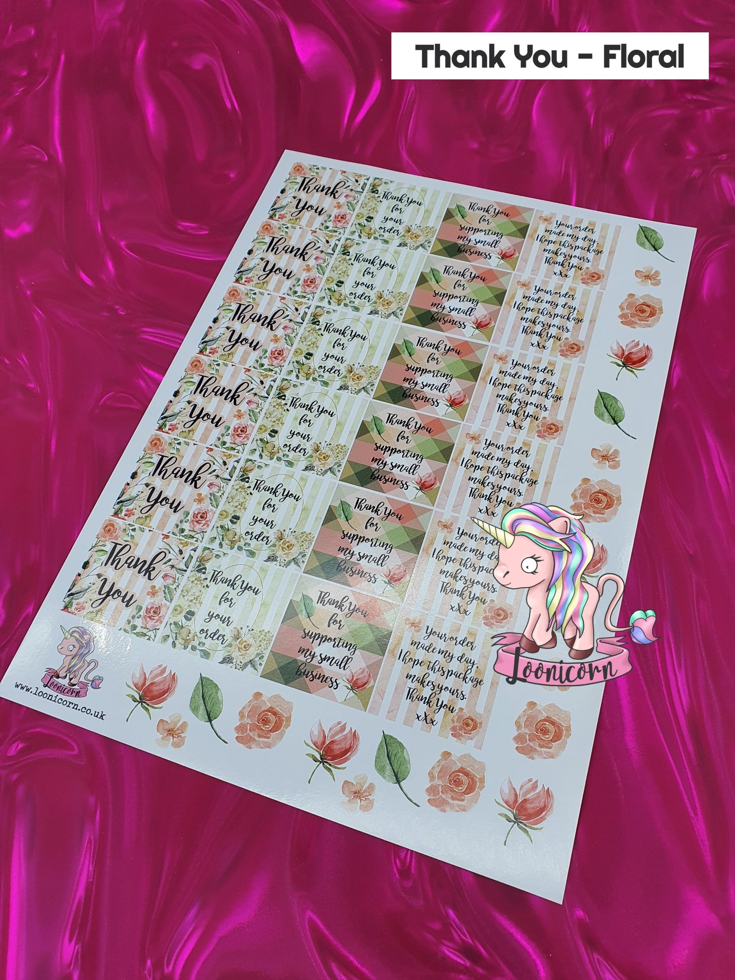 Thank you - Floral - Sticker Sheet