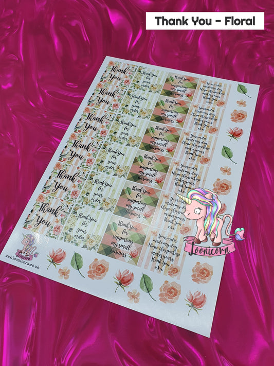 Thank you - Floral - Sticker Sheet